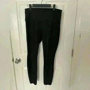 Lysse Womens Ankle Suede Like Leggings Pants Black Mid Rise Stretch Pull On S